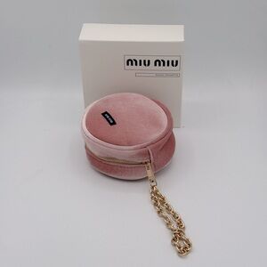 Miu Miu Pink Velvet Clutch with Gold Chain